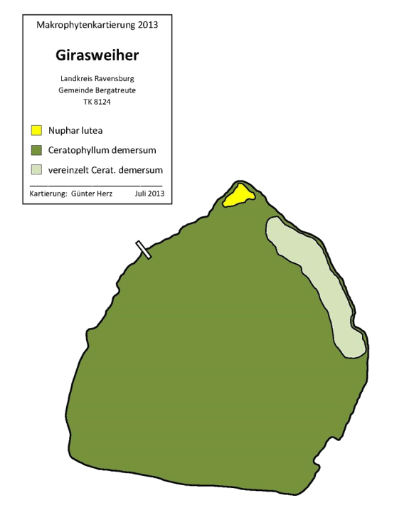 Karte zum Wasserpflanzenvorkommen Girasweiher