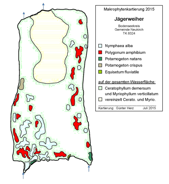 Karte zum Wasserpflanzenvorkommen Jägerweiher