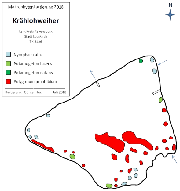 Karte zum Wasserpflanzenvorkommen Krählohweiher