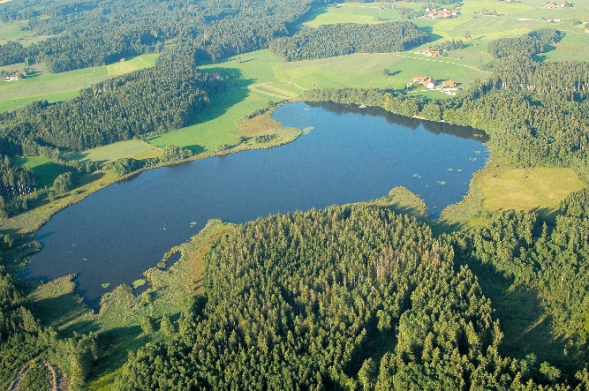 Luftbild vom Holzmühleweiher Kißlegg